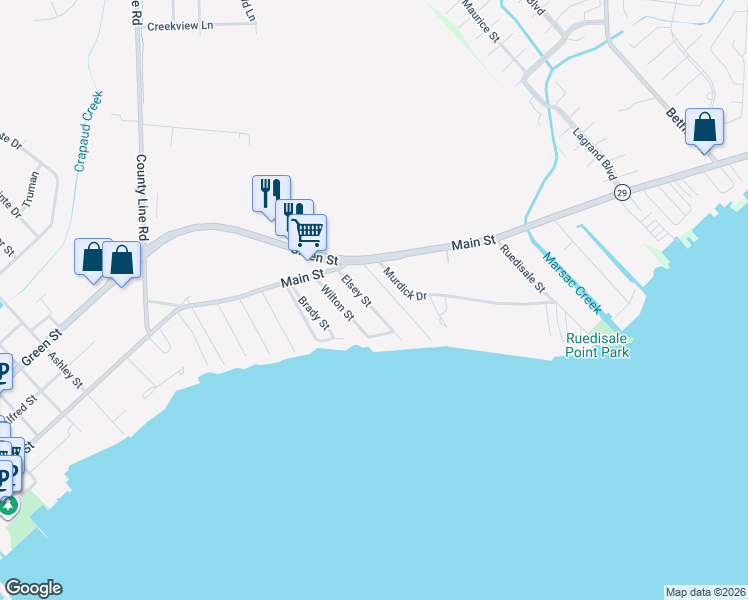 map of restaurants, bars, coffee shops, grocery stores, and more near 50668 Elsey Street in New Baltimore