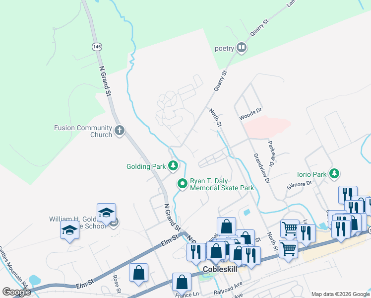 map of restaurants, bars, coffee shops, grocery stores, and more near 150 Quarry St in Cobleskill