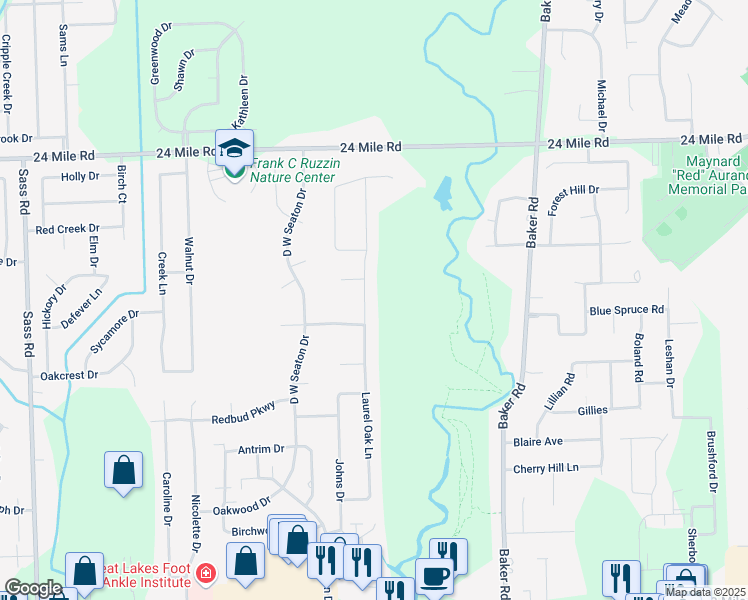 map of restaurants, bars, coffee shops, grocery stores, and more near 52354 Laurel Oak Lane in New Baltimore