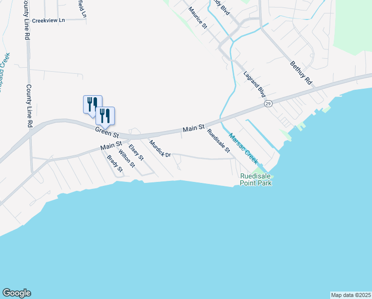 map of restaurants, bars, coffee shops, grocery stores, and more near 38151 Murdick Drive in New Baltimore