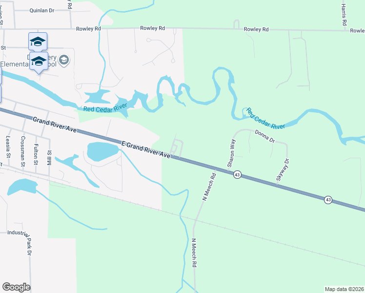 map of restaurants, bars, coffee shops, grocery stores, and more near Skirting Avenue in Williamston