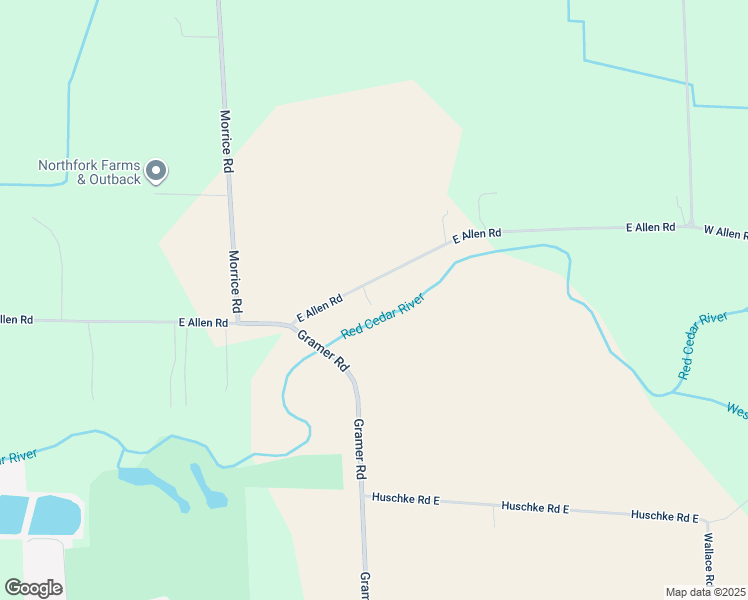 map of restaurants, bars, coffee shops, grocery stores, and more near 5150 East Allen Road in Webberville
