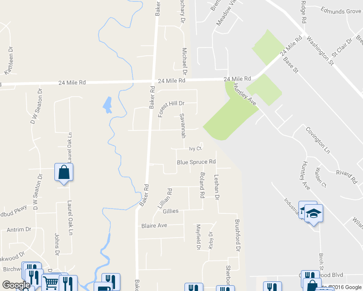 map of restaurants, bars, coffee shops, grocery stores, and more near 52445 Savannah in New Baltimore