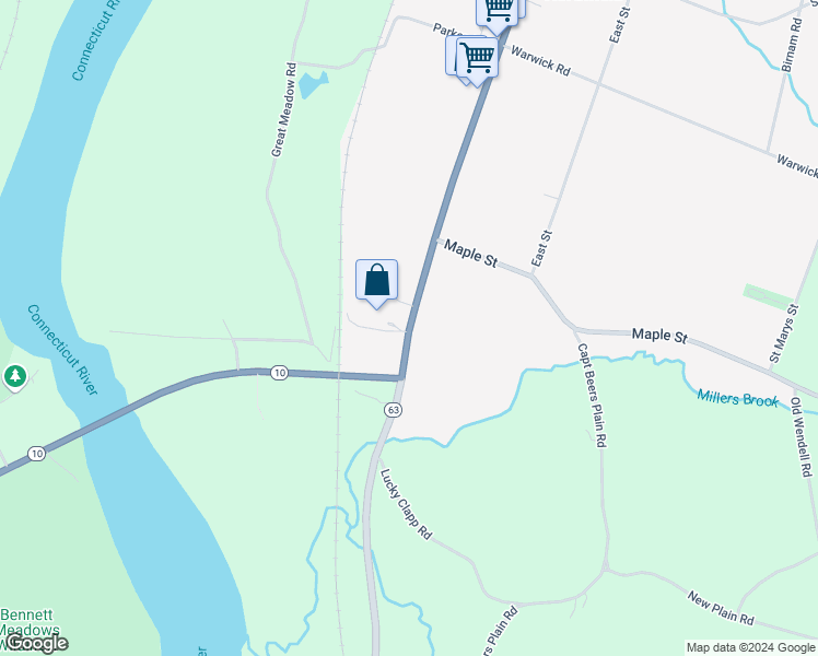 map of restaurants, bars, coffee shops, grocery stores, and more near 10 Main Street in Northfield