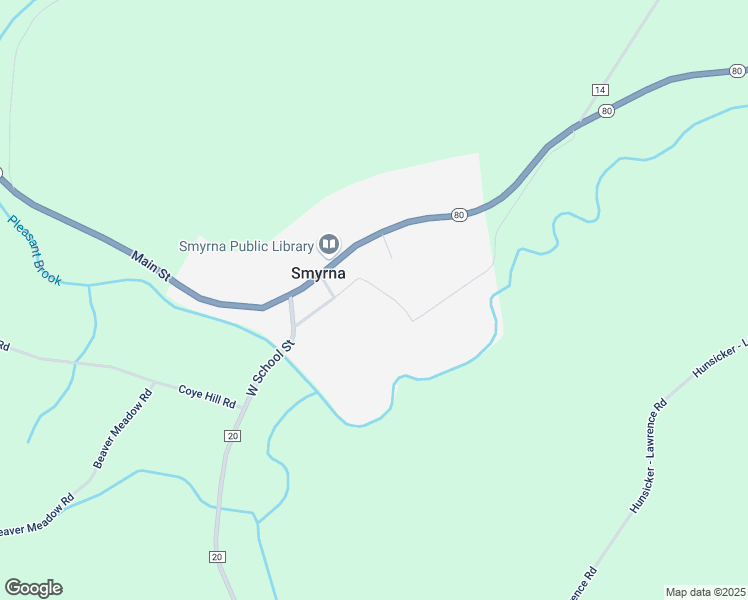 map of restaurants, bars, coffee shops, grocery stores, and more near 2 East School Street in Smyrna