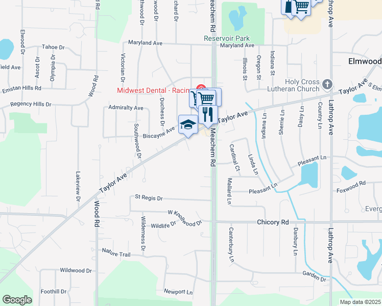 map of restaurants, bars, coffee shops, grocery stores, and more near 4835 Taylor Avenue in Mount Pleasant