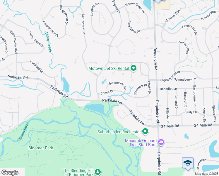 map of restaurants, bars, coffee shops, grocery stores, and more near 1033 Bloomview Circle in Rochester