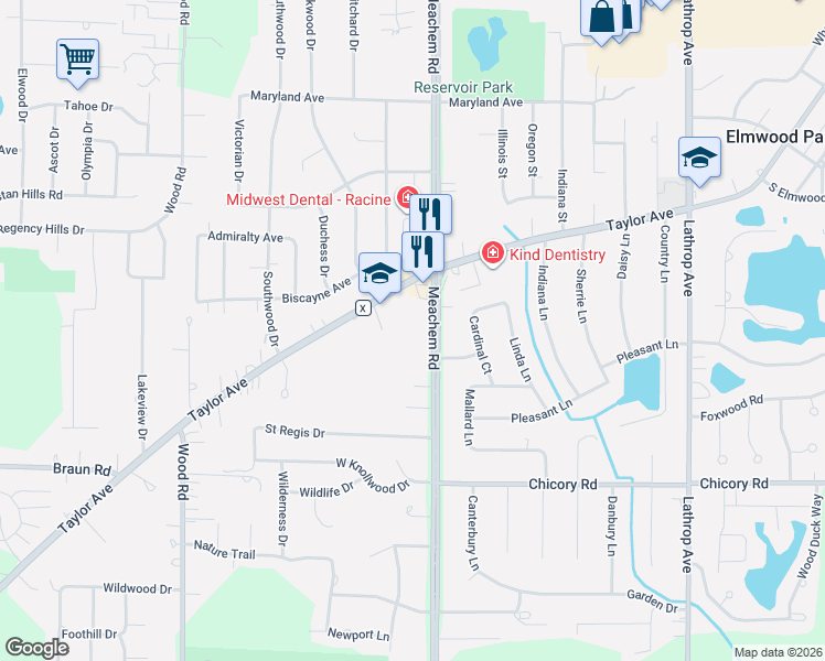 map of restaurants, bars, coffee shops, grocery stores, and more near 3820 Meachem Road in Mount Pleasant
