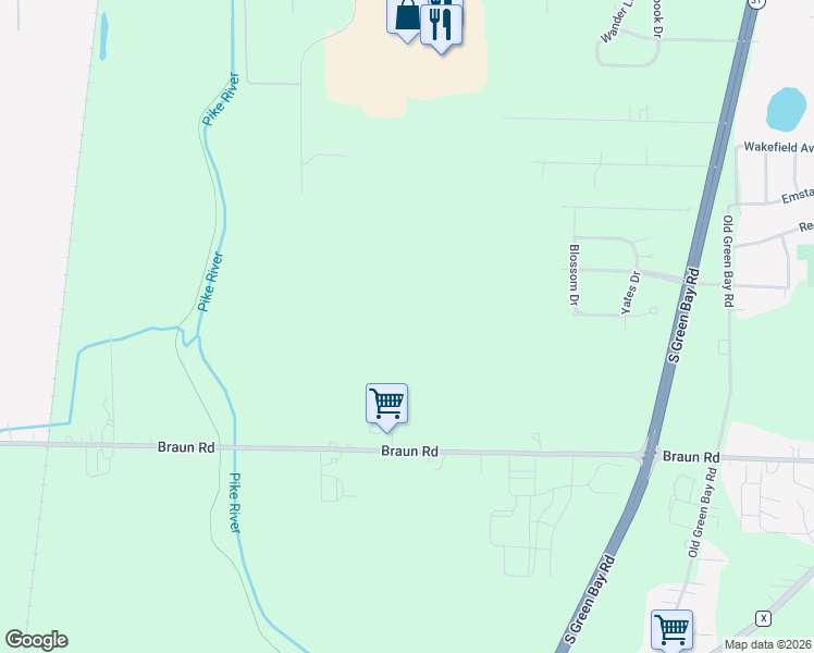 map of restaurants, bars, coffee shops, grocery stores, and more near 7222 Braun Road in Mount Pleasant
