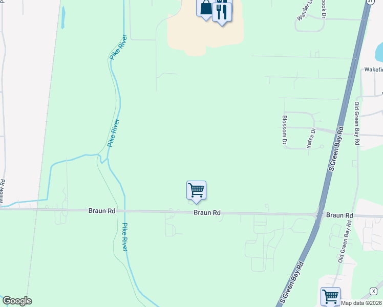 map of restaurants, bars, coffee shops, grocery stores, and more near 7202 Braun Road in Mount Pleasant
