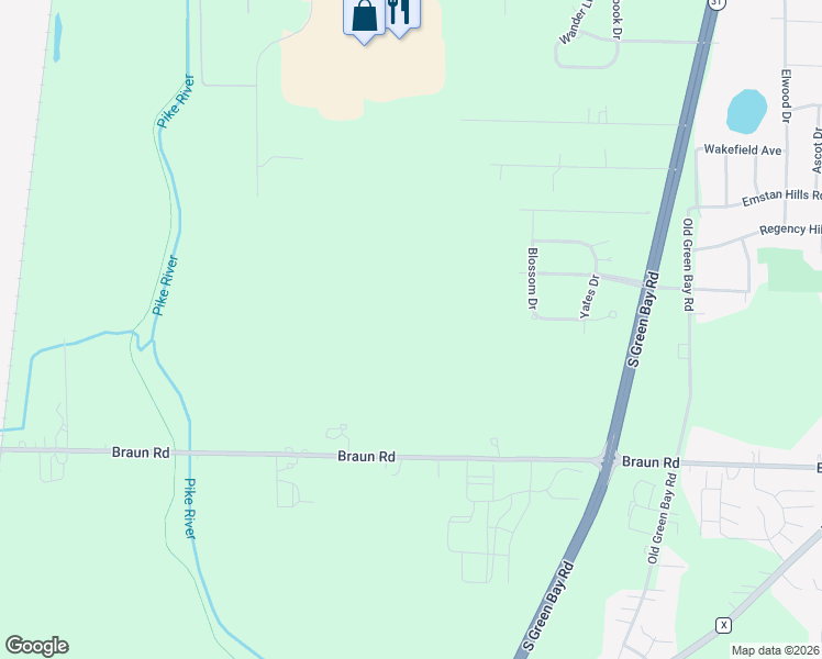 map of restaurants, bars, coffee shops, grocery stores, and more near 7003 Braun Road in Mount Pleasant