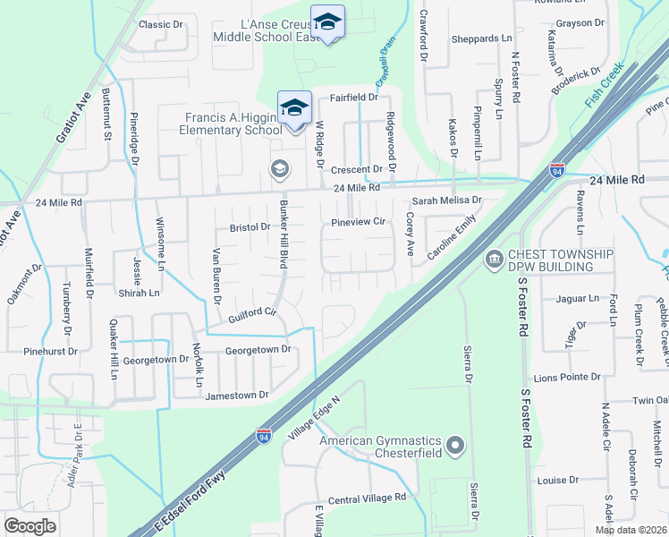 map of restaurants, bars, coffee shops, grocery stores, and more near 30086 Pineview Circle in New Baltimore