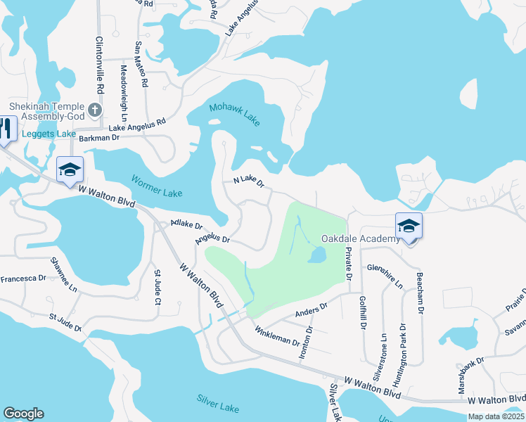 map of restaurants, bars, coffee shops, grocery stores, and more near 2721 Merelus Drive in Waterford Township
