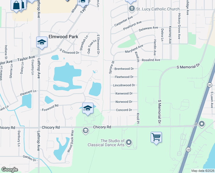 map of restaurants, bars, coffee shops, grocery stores, and more near 3628 Spruce Street in Racine