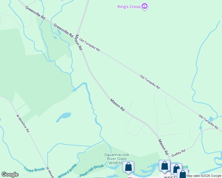 map of restaurants, bars, coffee shops, grocery stores, and more near 83 Mason Road in Townsend
