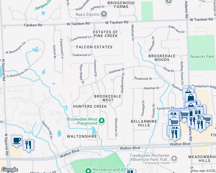 map of restaurants, bars, coffee shops, grocery stores, and more near 384 Fordcroft Dr in Rochester Hills
