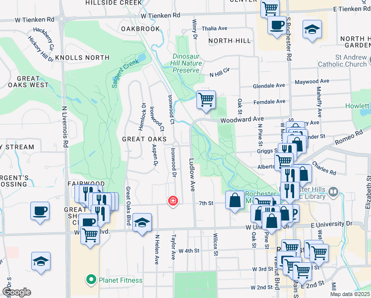 map of restaurants, bars, coffee shops, grocery stores, and more near 833 Ludlow Avenue in Rochester