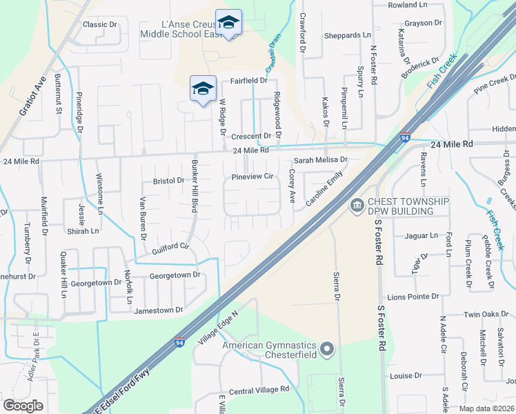 map of restaurants, bars, coffee shops, grocery stores, and more near 30086 Pineview Circle in New Baltimore