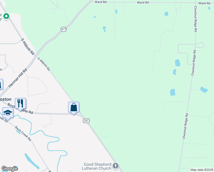 map of restaurants, bars, coffee shops, grocery stores, and more near 7315 South Abbott Road in Hamburg
