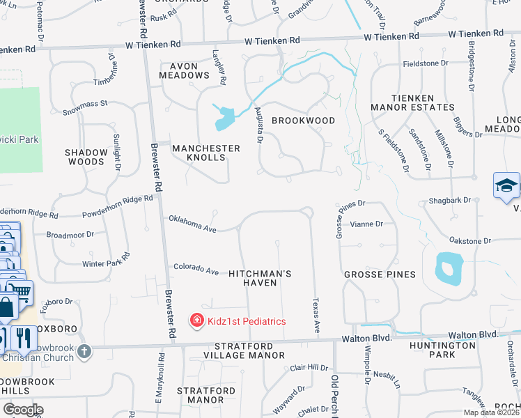 map of restaurants, bars, coffee shops, grocery stores, and more near 2131 Oklahoma Avenue in Rochester Hills