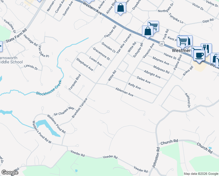 map of restaurants, bars, coffee shops, grocery stores, and more near 36 Ableman Avenue in Albany