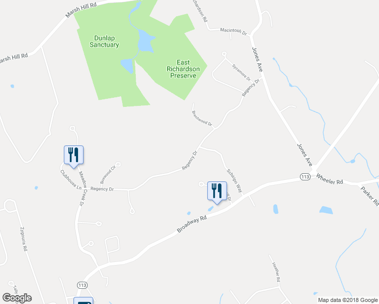 map of restaurants, bars, coffee shops, grocery stores, and more near 48 Regency Drive in Dracut