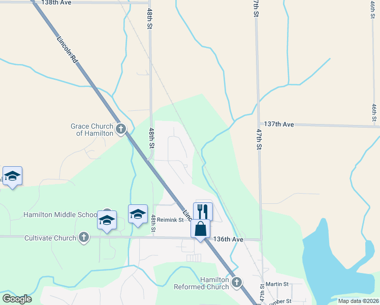 map of restaurants, bars, coffee shops, grocery stores, and more near 3673 Volkers Street in Hamilton
