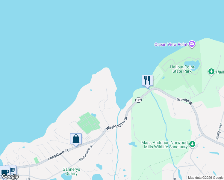 map of restaurants, bars, coffee shops, grocery stores, and more near 51 Folly Point Road in Gloucester