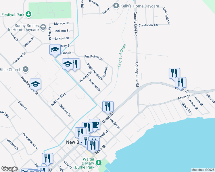 map of restaurants, bars, coffee shops, grocery stores, and more near 28230 Kings Pointe Drive in New Baltimore