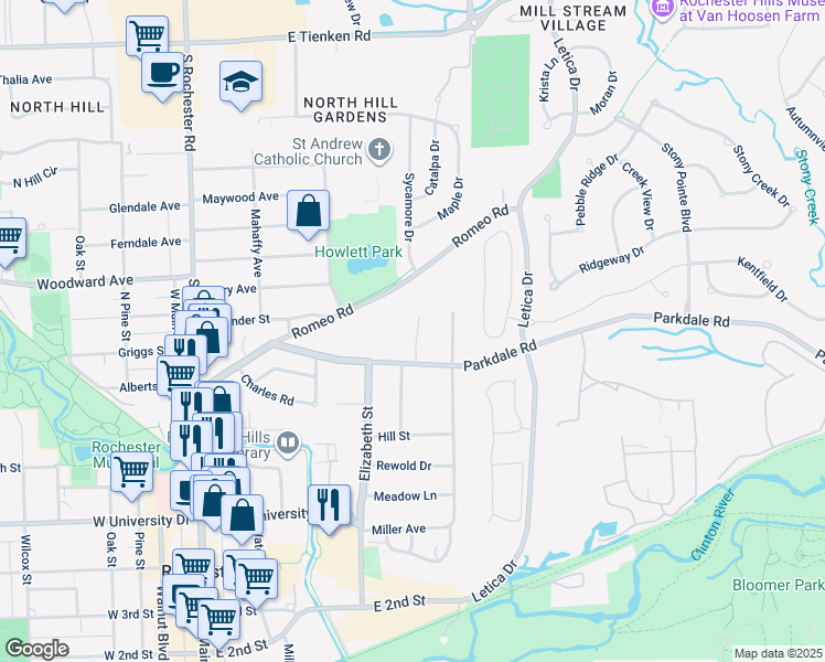 map of restaurants, bars, coffee shops, grocery stores, and more near 803 Plate Street in Rochester