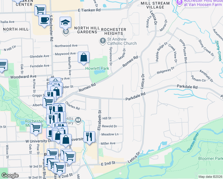 map of restaurants, bars, coffee shops, grocery stores, and more near 810 Plate Street in Rochester