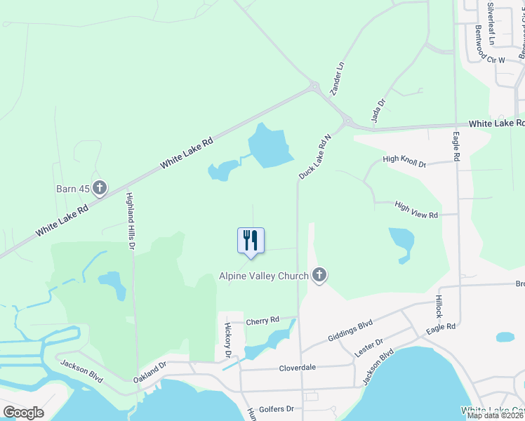 map of restaurants, bars, coffee shops, grocery stores, and more near 5214 Connors Lane in Highland Charter Township