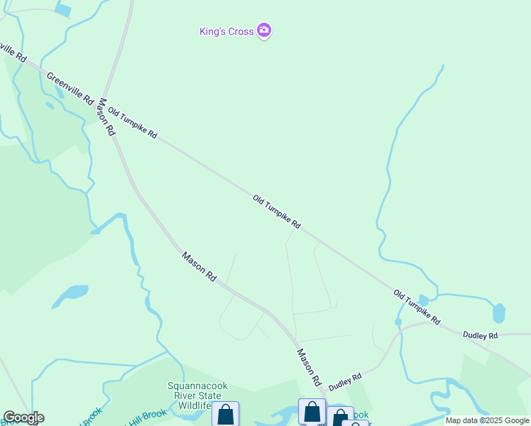 map of restaurants, bars, coffee shops, grocery stores, and more near 132 Old Turnpike Road in Townsend