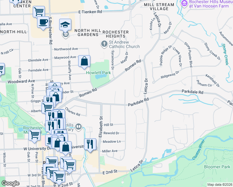 map of restaurants, bars, coffee shops, grocery stores, and more near 810 Plate Street in Rochester