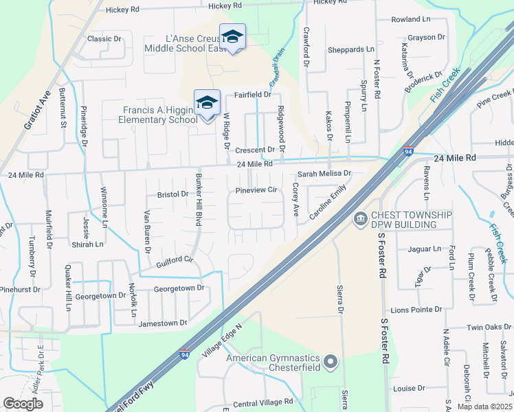 map of restaurants, bars, coffee shops, grocery stores, and more near 30086 Pineview Circle in New Baltimore