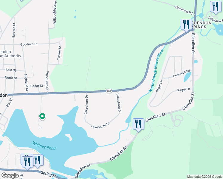map of restaurants, bars, coffee shops, grocery stores, and more near 337 Maple Street in Winchendon