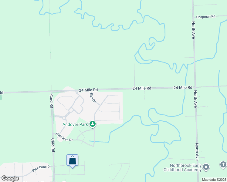 map of restaurants, bars, coffee shops, grocery stores, and more near 24 Mile Road Elan West Park in Macomb
