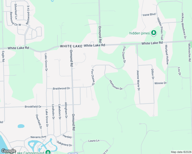 map of restaurants, bars, coffee shops, grocery stores, and more near 4670 Fox Chase Drive in White Lake charter Township