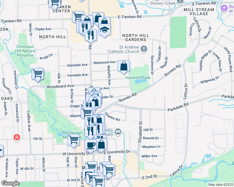map of restaurants, bars, coffee shops, grocery stores, and more near 334 Terry Avenue in Rochester