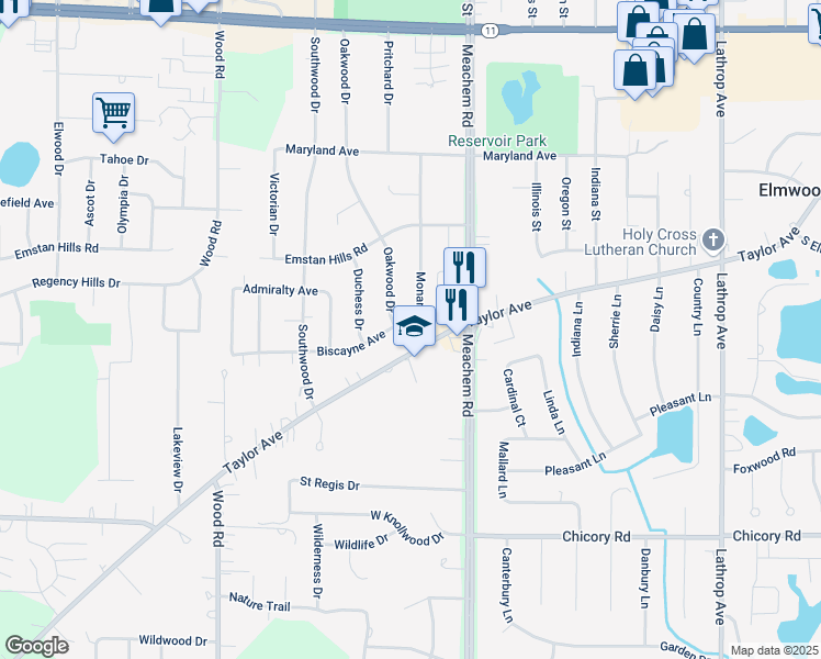 map of restaurants, bars, coffee shops, grocery stores, and more near 3800 Monarch Drive in Racine