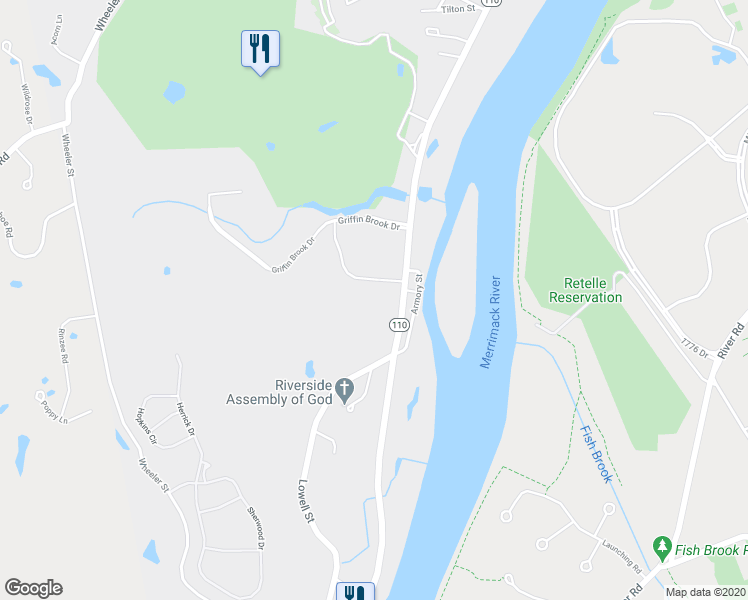 map of restaurants, bars, coffee shops, grocery stores, and more near 679 Lowell Street in Methuen
