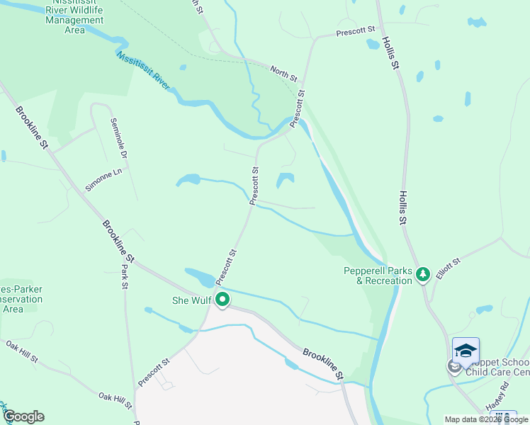 map of restaurants, bars, coffee shops, grocery stores, and more near 2 Old Farm Lane in Pepperell