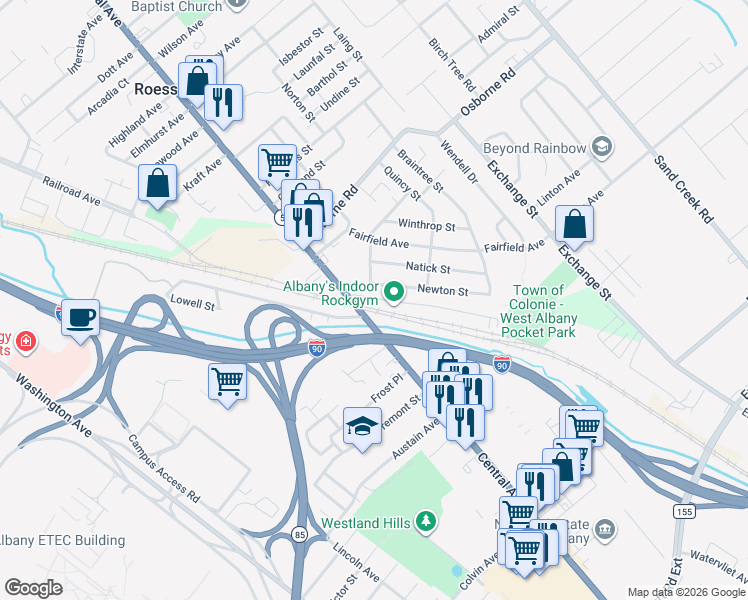 map of restaurants, bars, coffee shops, grocery stores, and more near 5 Vatrano Road in Albany