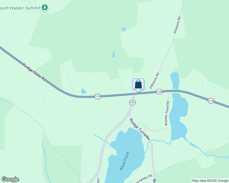 map of restaurants, bars, coffee shops, grocery stores, and more near 44 Rindge State Road in Ashburnham