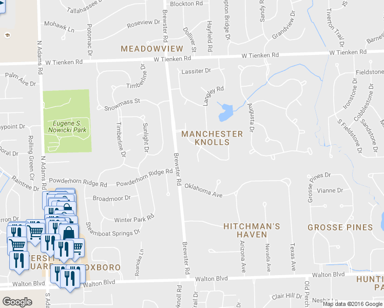 map of restaurants, bars, coffee shops, grocery stores, and more near 653 Langley Road in Rochester