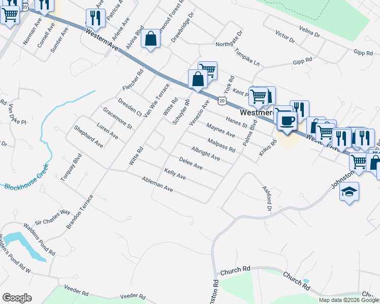 map of restaurants, bars, coffee shops, grocery stores, and more near 3 Delee Avenue in Albany