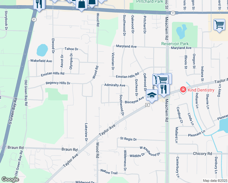 map of restaurants, bars, coffee shops, grocery stores, and more near 5217 Crown Court in Racine