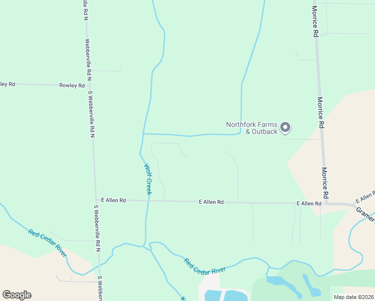 map of restaurants, bars, coffee shops, grocery stores, and more near 4701 East Allen Road in Webberville