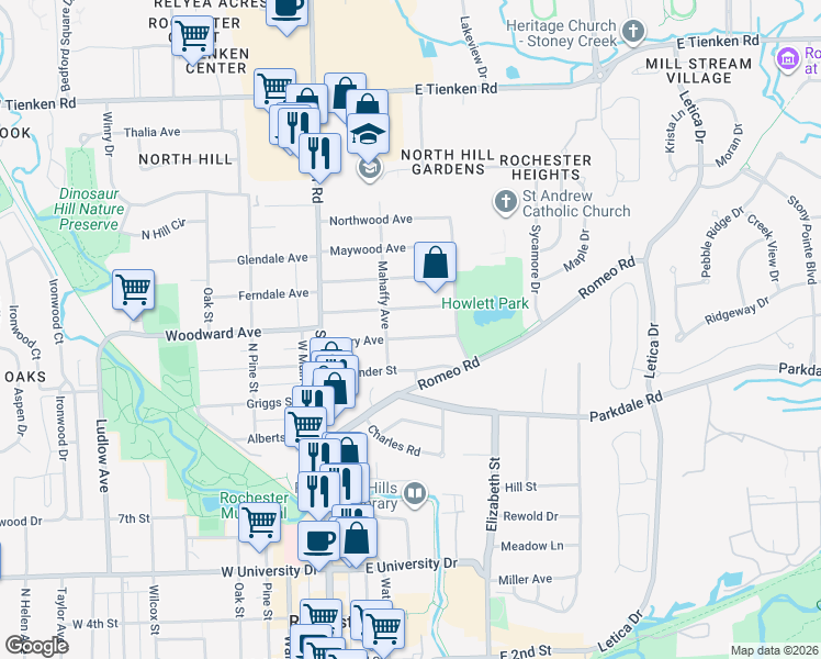 map of restaurants, bars, coffee shops, grocery stores, and more near 334 Terry Avenue in Rochester