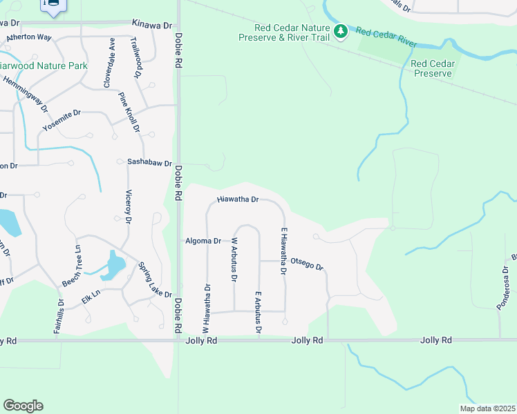 map of restaurants, bars, coffee shops, grocery stores, and more near 3640 East Arbutus Drive in Meridian charter Township